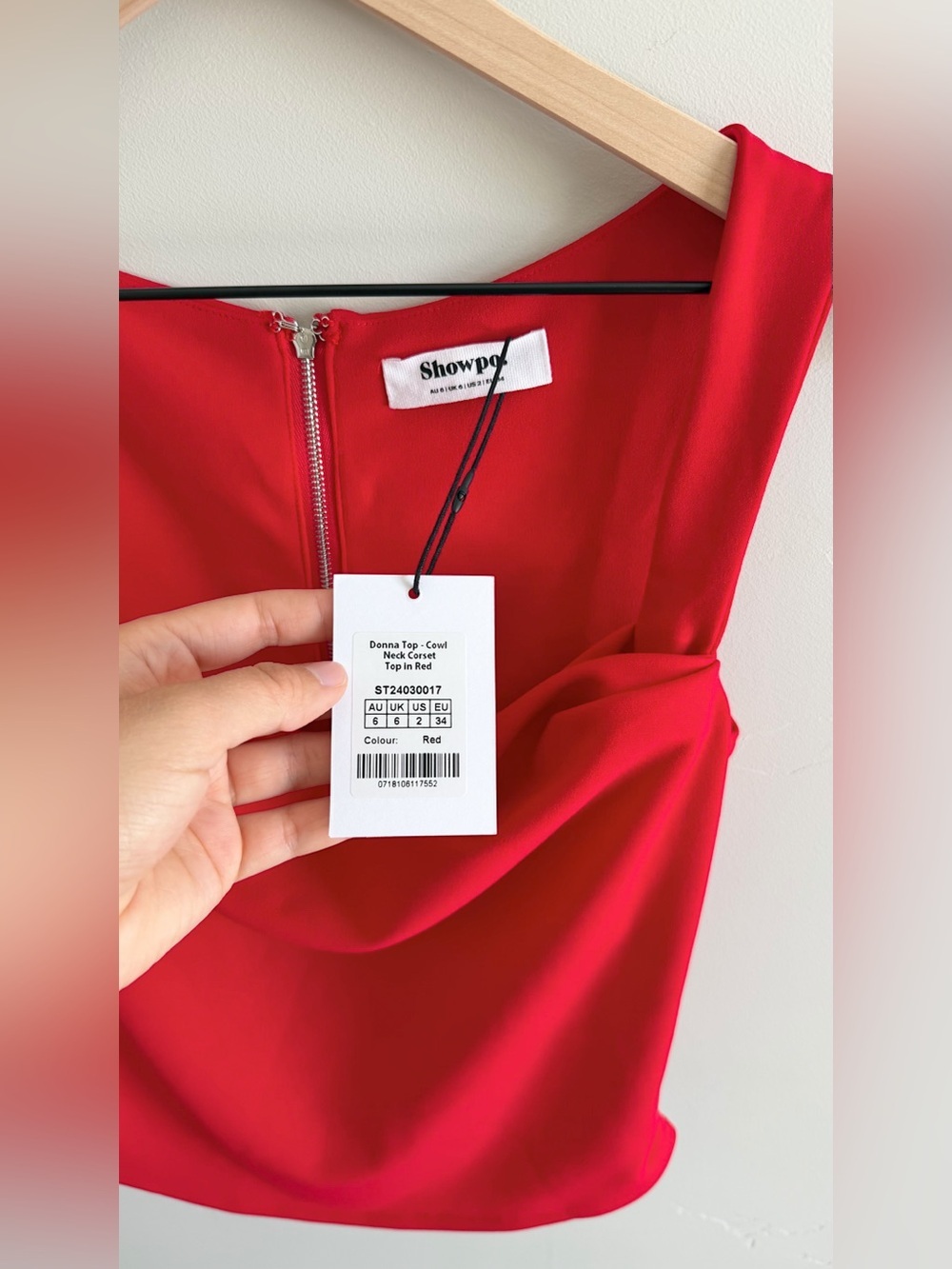 Showpo Donna Cowl Neck Corset Top in Red - Picture 8 of 9